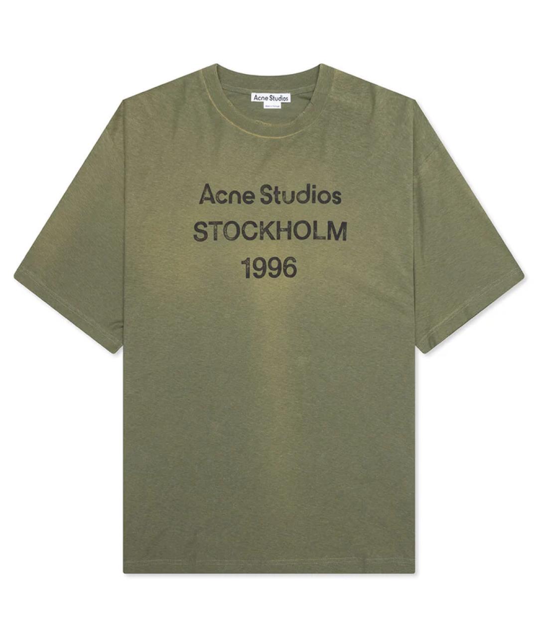 ACNE STUDIOS Хаки хлопковая футболка, фото 1