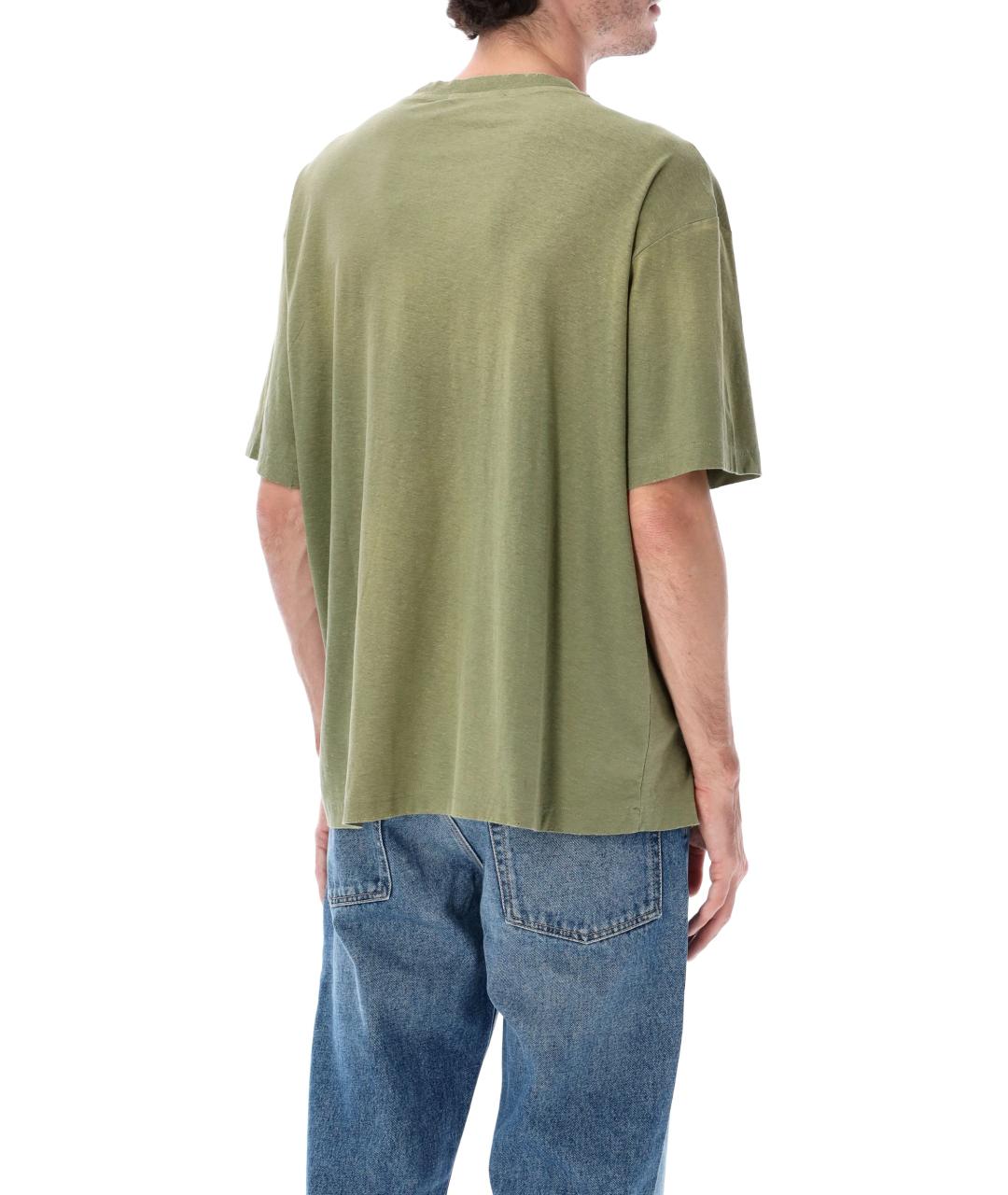 ACNE STUDIOS Хаки хлопковая футболка, фото 2