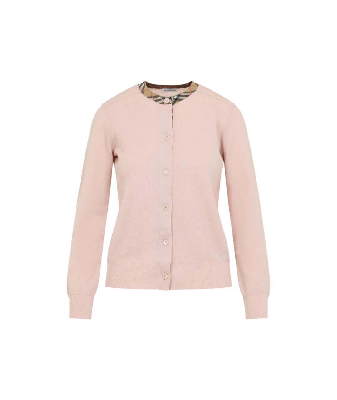 BURBERRY Розовый шерстяной кардиган, фото 1