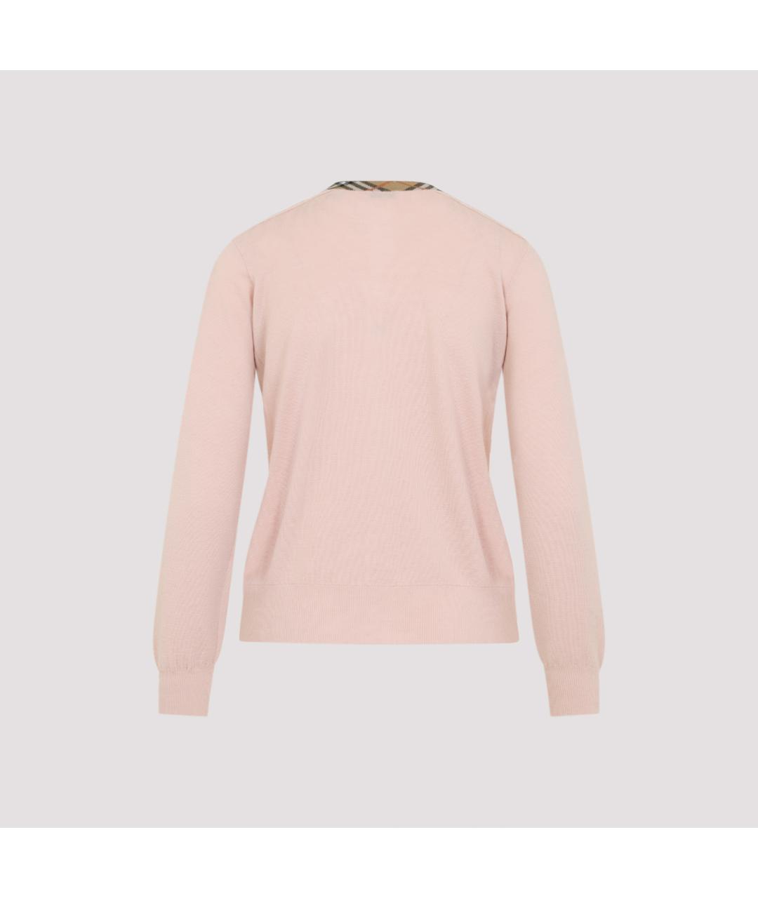 BURBERRY Розовый шерстяной кардиган, фото 2