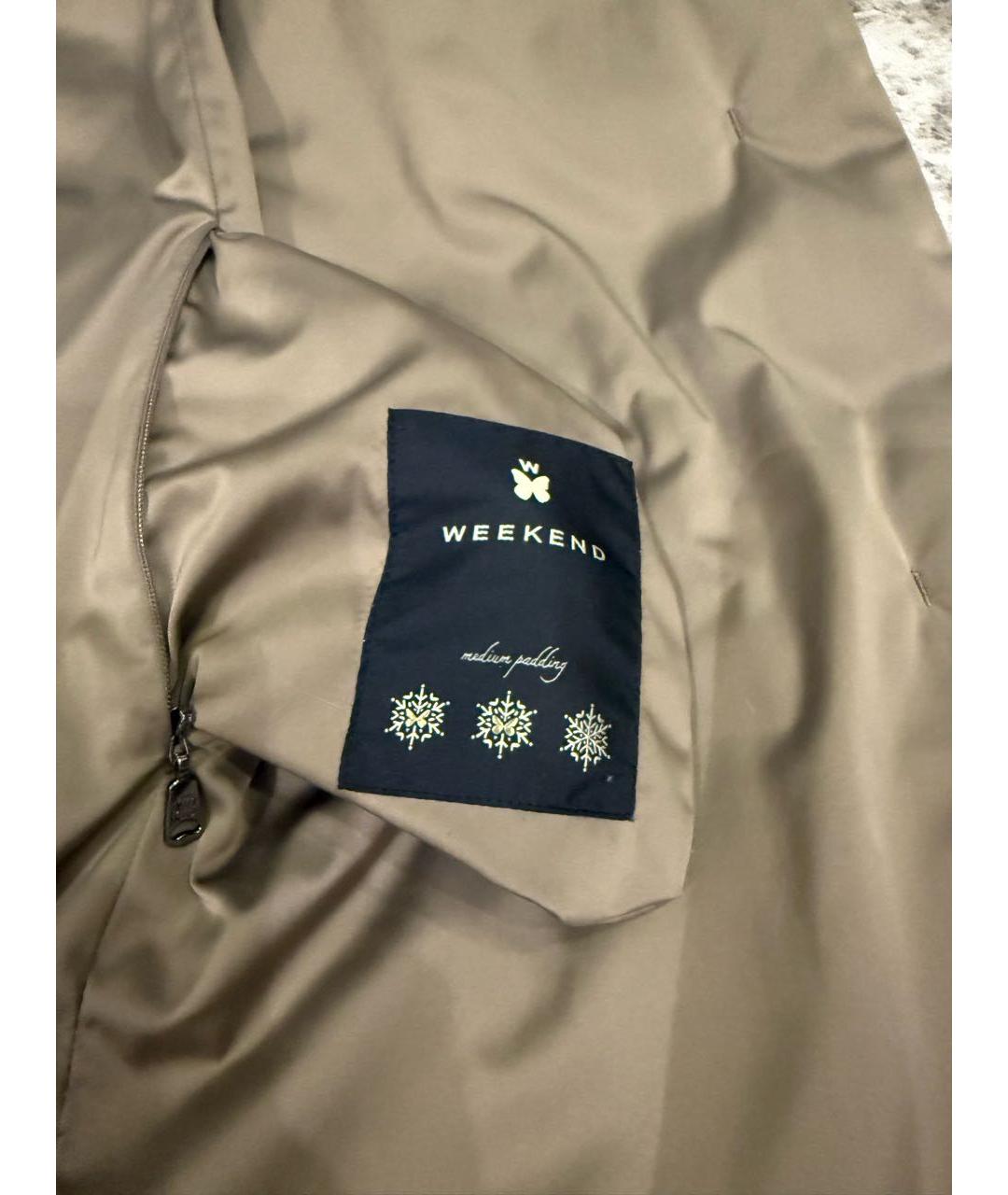 WEEKEND MAX MARA Бежевый полиэстеровый пуховик, фото 3