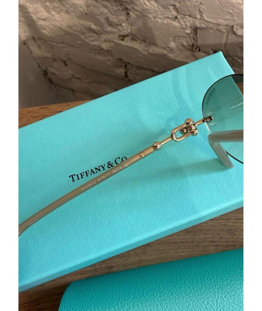 TIFFANY&CO Бежевые металлические солнцезащитные очки, фото 6