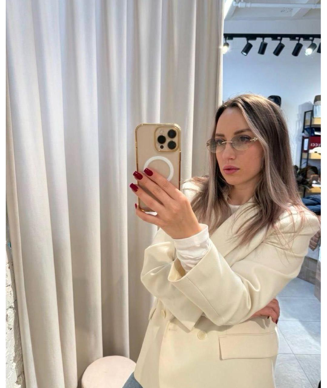 TIFFANY&CO Бежевые металлические солнцезащитные очки, фото 7