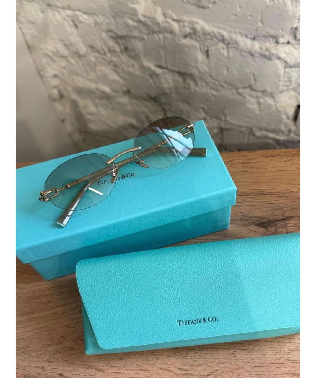 TIFFANY&CO Бежевые металлические солнцезащитные очки, фото 4