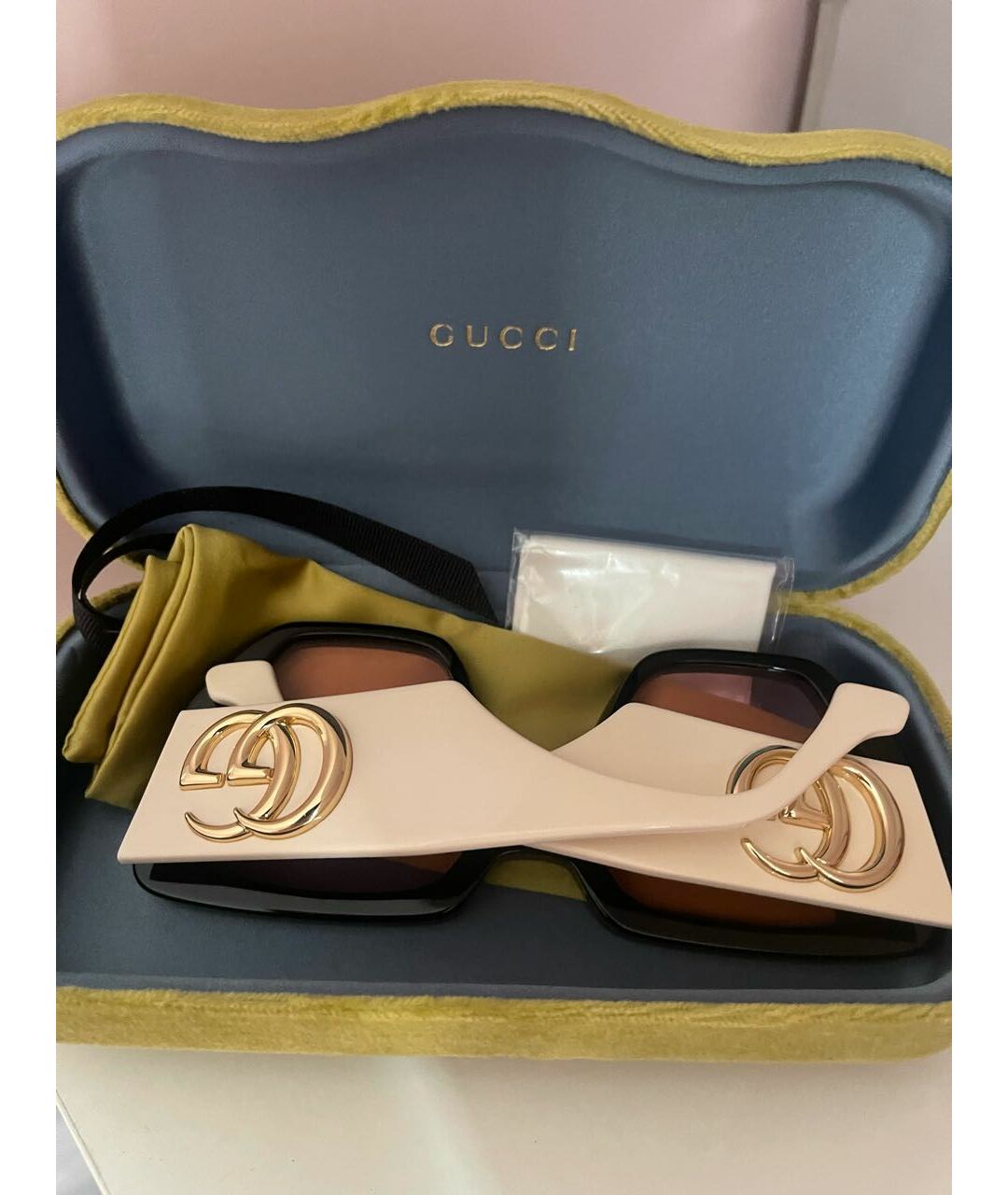 GUCCI Розовые пластиковые солнцезащитные очки, фото 4