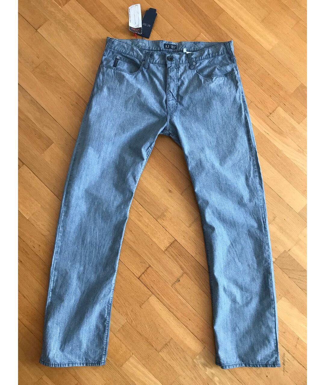 ARMANI JEANS Голубые хлопковые прямые джинсы, фото 9