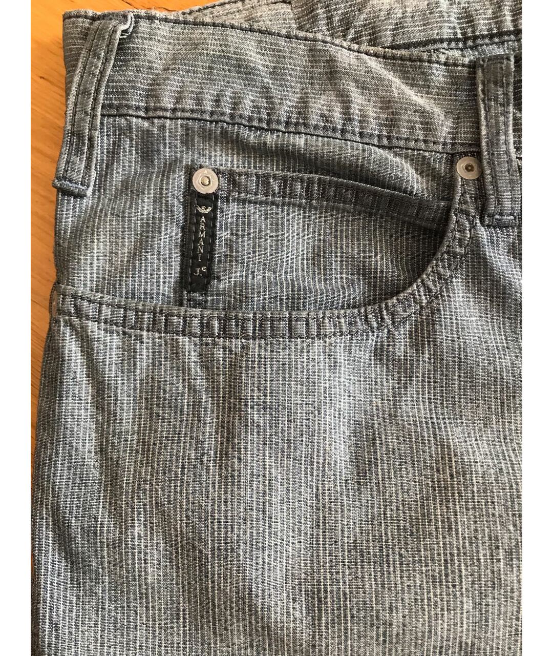 ARMANI JEANS Голубые хлопковые прямые джинсы, фото 6