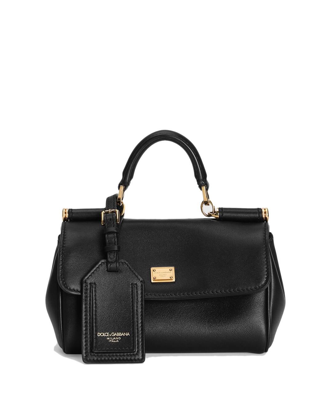 DOLCE&GABBANA Черная кожаная сумка с короткими ручками, фото 1