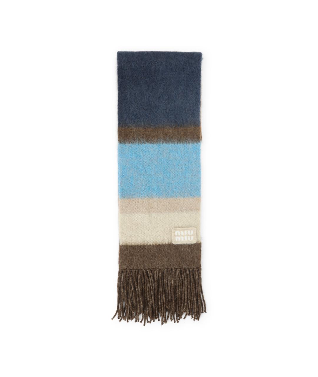 MIU MIU Синий шерстяной шарф, фото 1