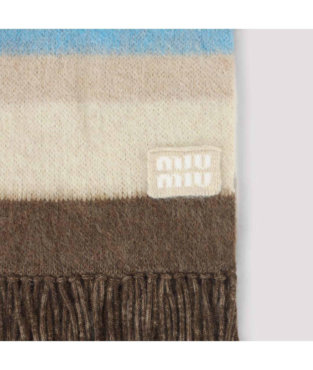 MIU MIU Синий шерстяной шарф, фото 2