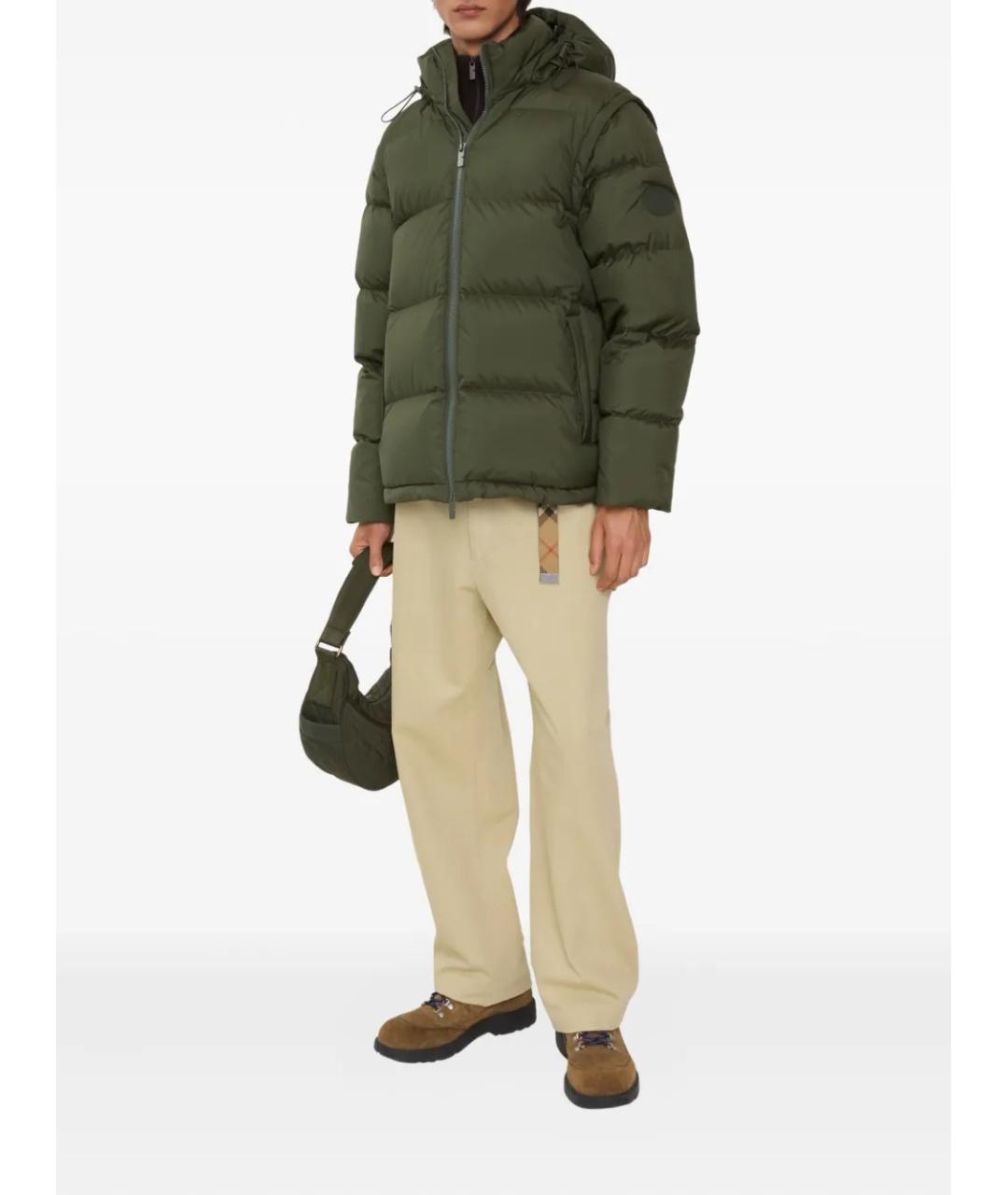 BURBERRY Зеленая полиамидовая куртка, фото 2