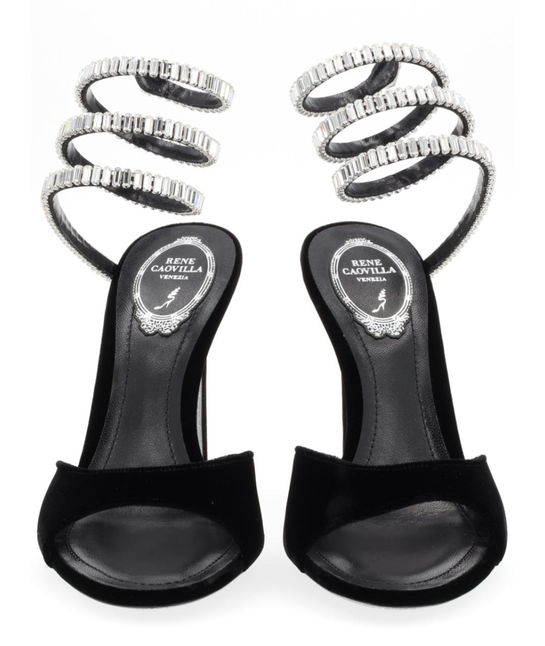 RENE CAOVILLA Черные текстильные босоножки, фото 3