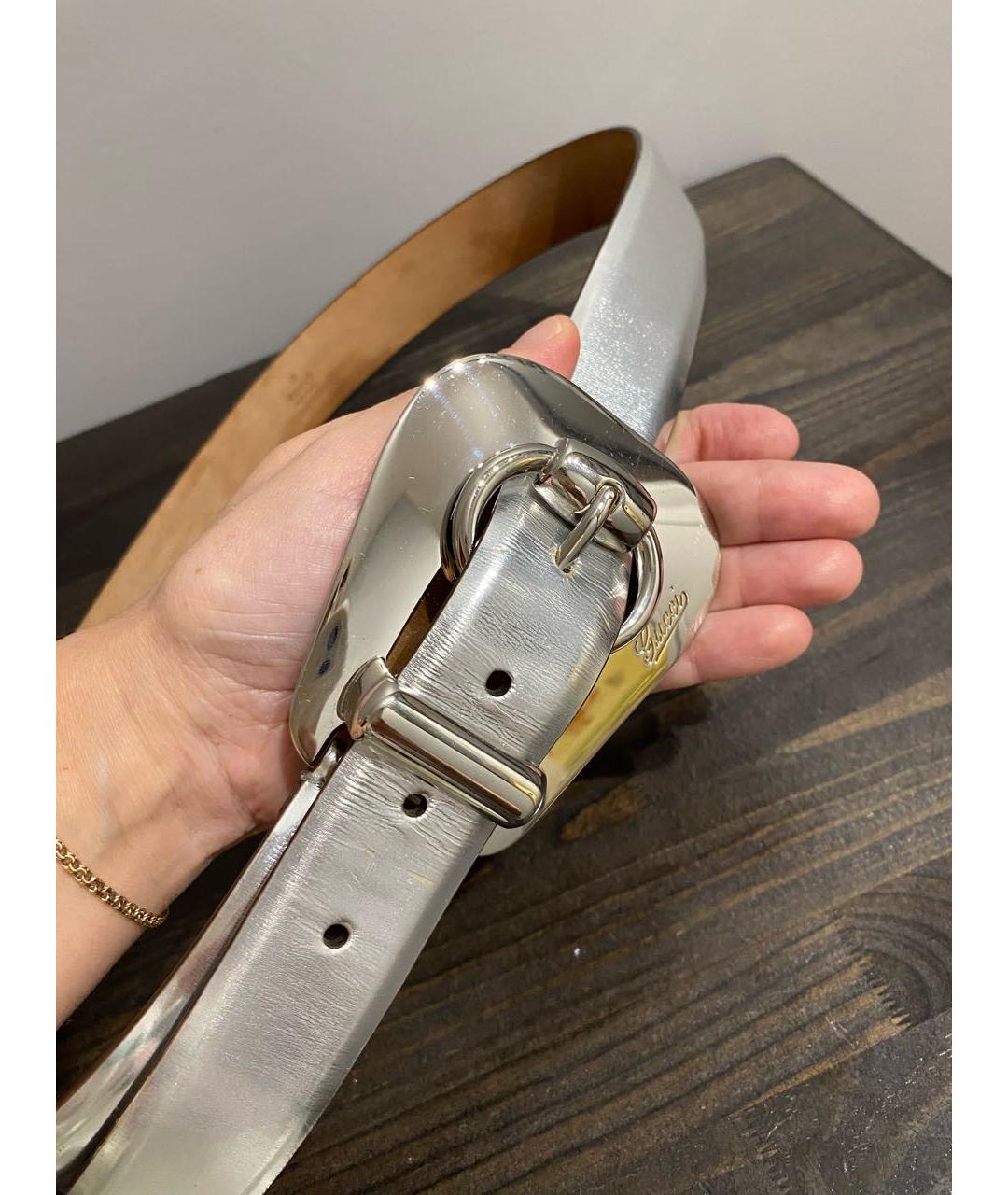 GUCCI Серебрянный ремень из лакированной кожи, фото 8