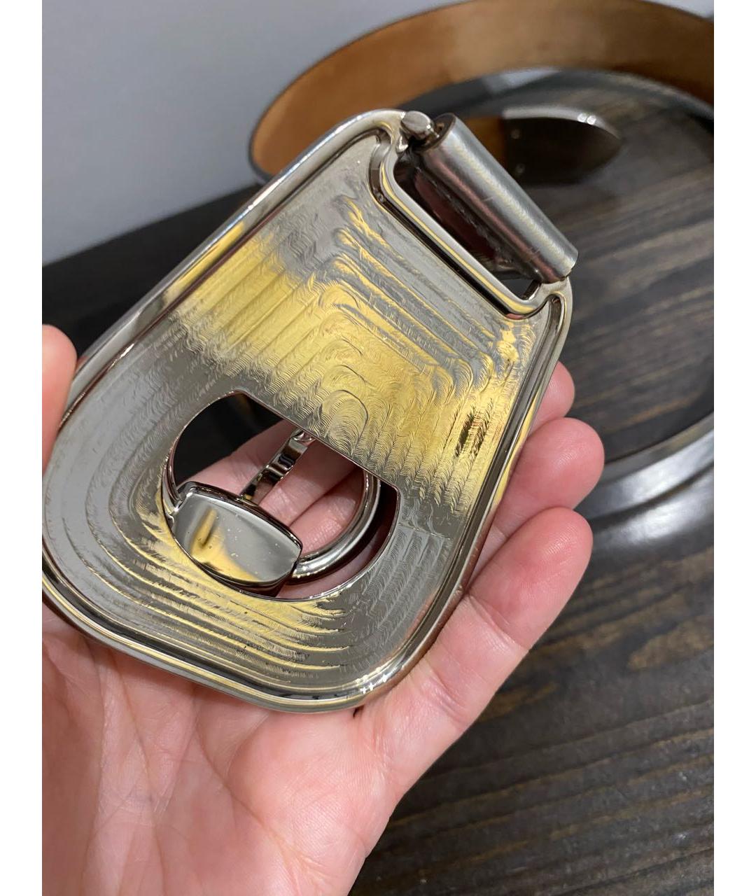 GUCCI Серебрянный ремень из лакированной кожи, фото 4