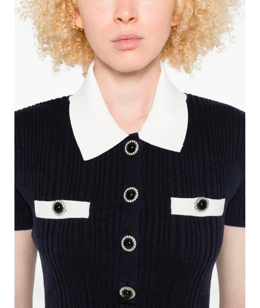 SELF-PORTRAIT Синее шерстяное повседневное платье, фото 5