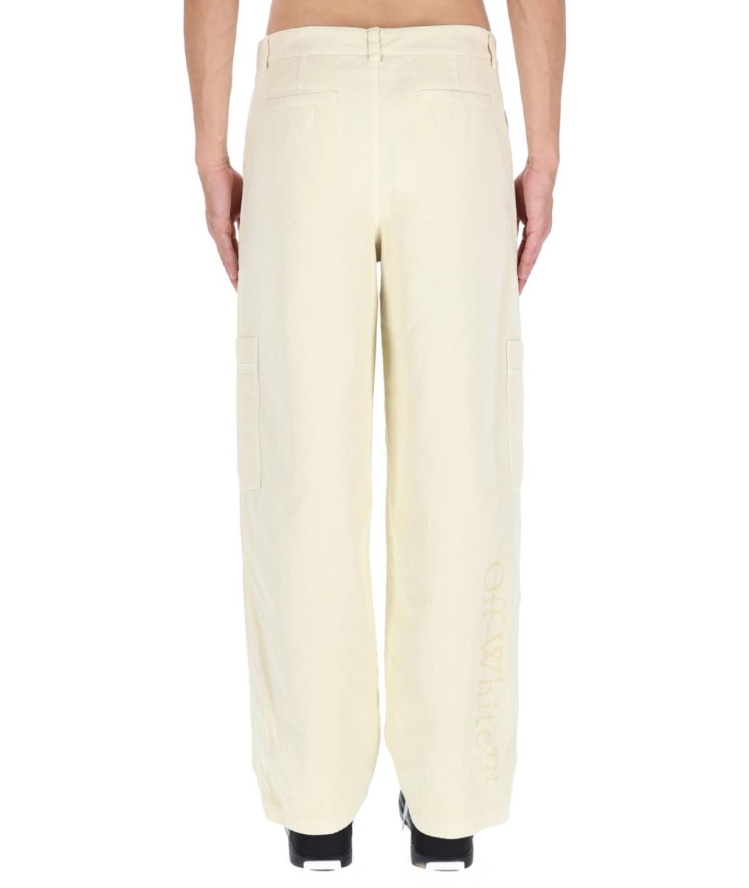 OFF-WHITE Бежевые хлопковые повседневные брюки, фото 3