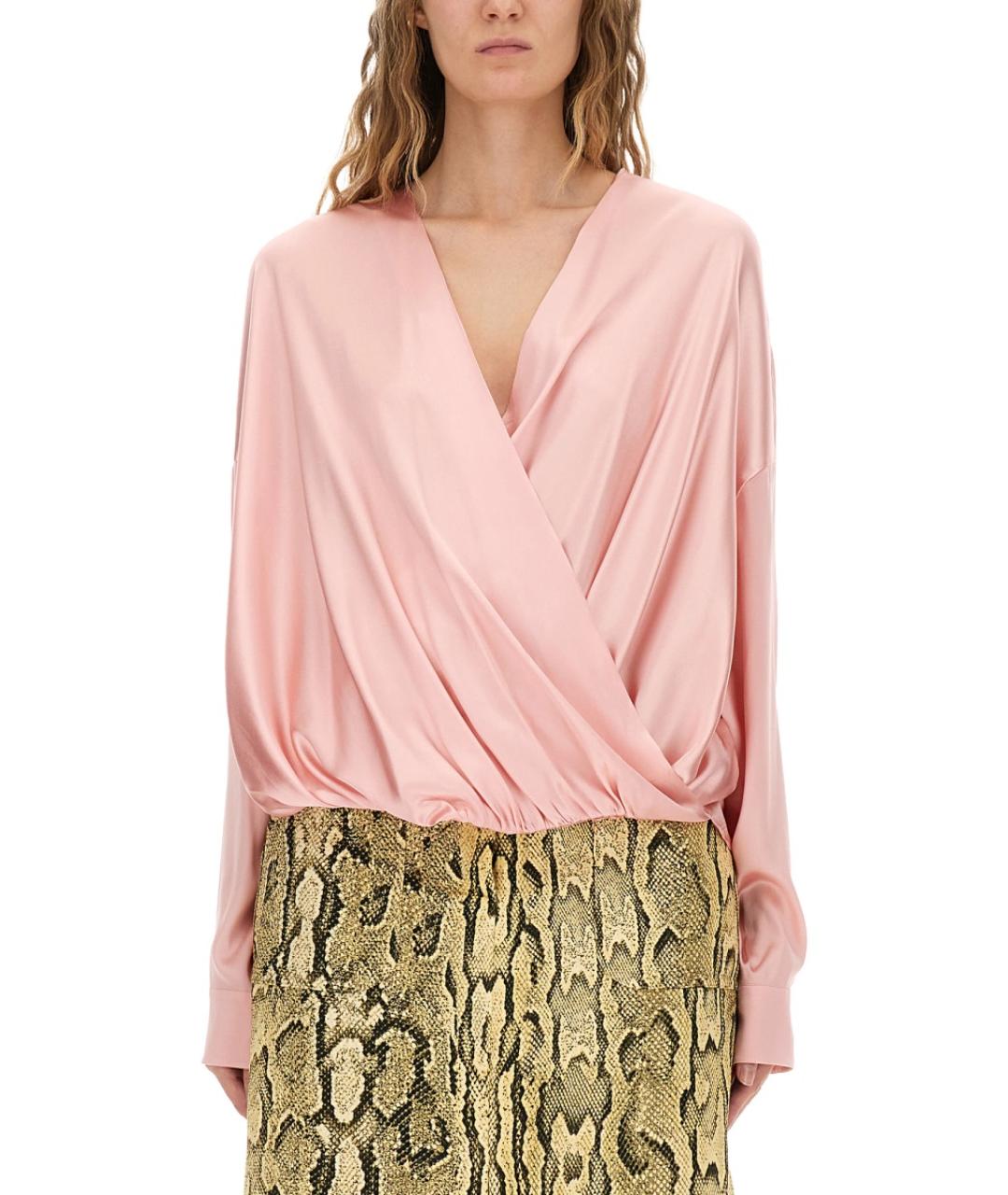 DRIES VAN NOTEN Розовая шелковая блузы, фото 4