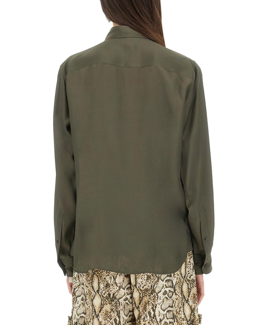 DRIES VAN NOTEN Зеленая шелковая рубашка, фото 4