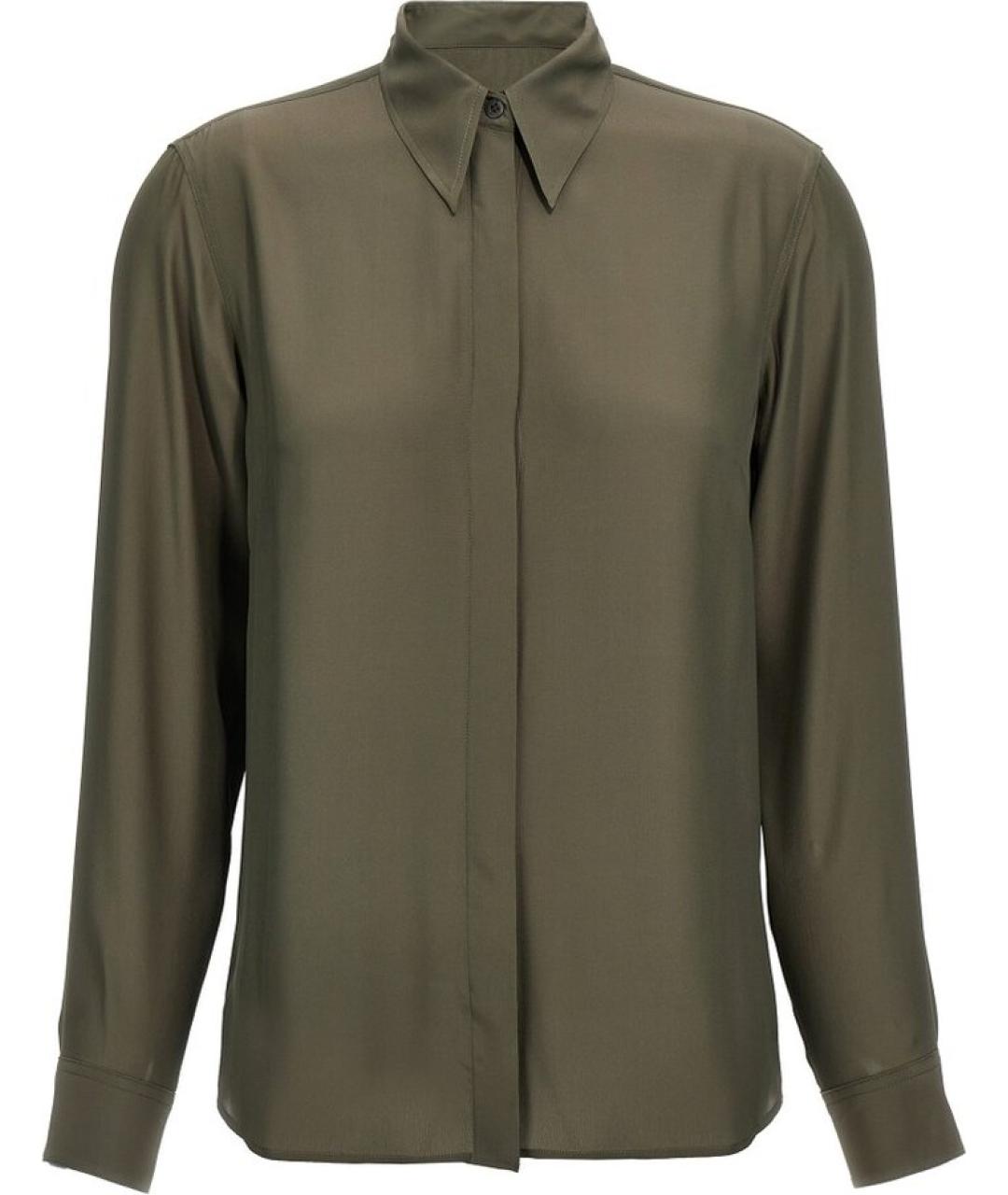 DRIES VAN NOTEN Зеленая шелковая рубашка, фото 1