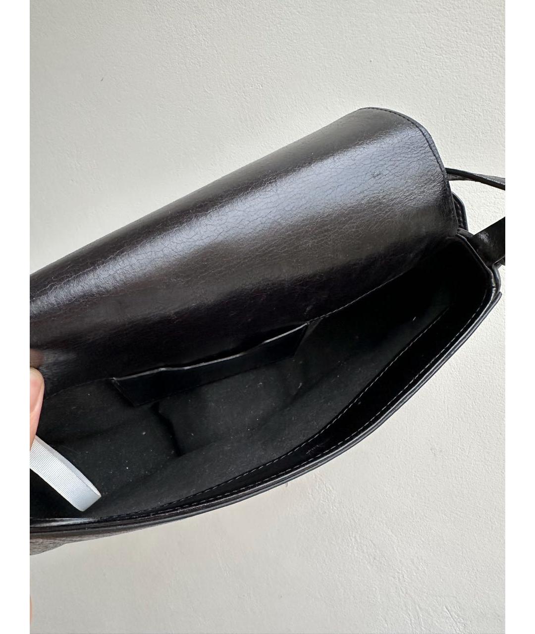 OFF-WHITE Черная кожаная сумка с короткими ручками, фото 4