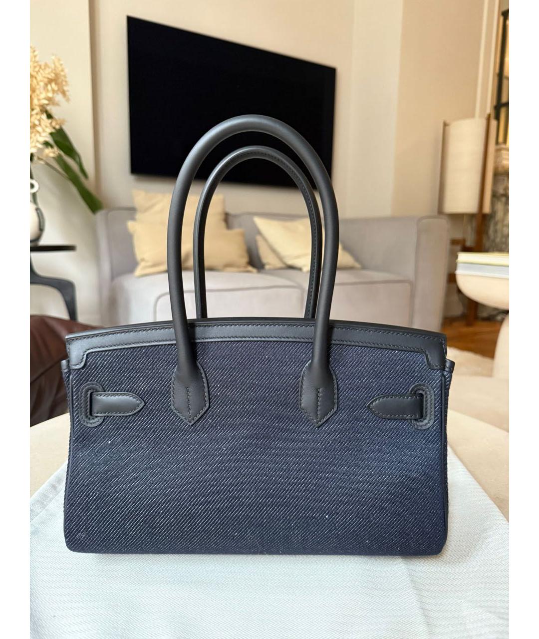 HERMES Черная кожаная сумка с короткими ручками, фото 3