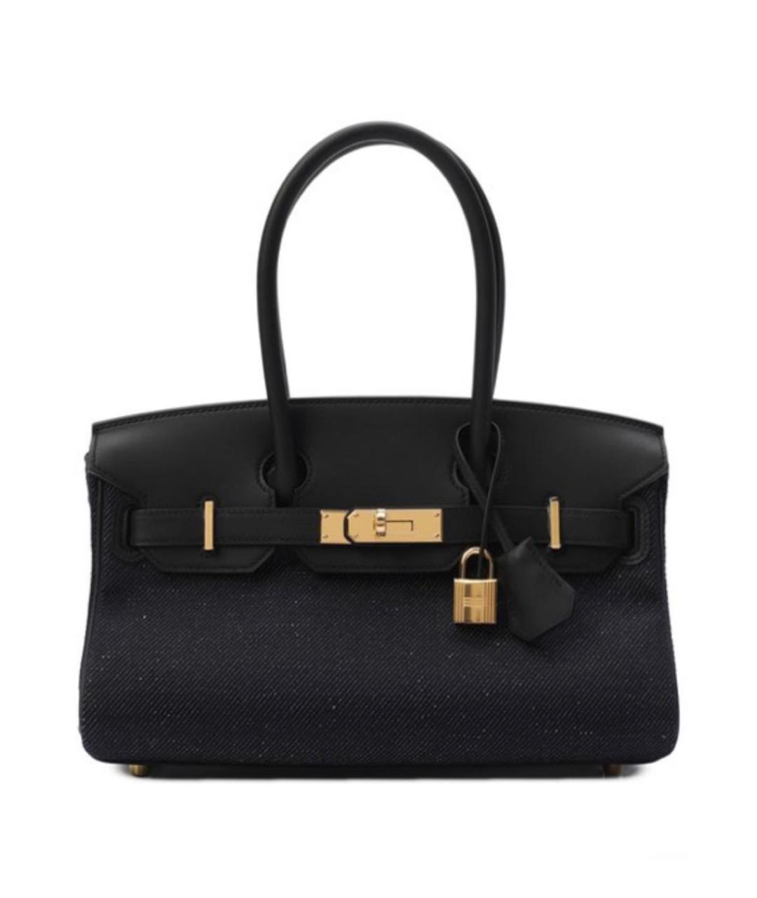 HERMES Черная кожаная сумка с короткими ручками, фото 4