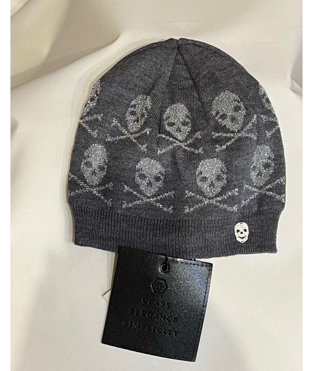 PHILIPP PLEIN Серая шерстяная шапка, фото 2
