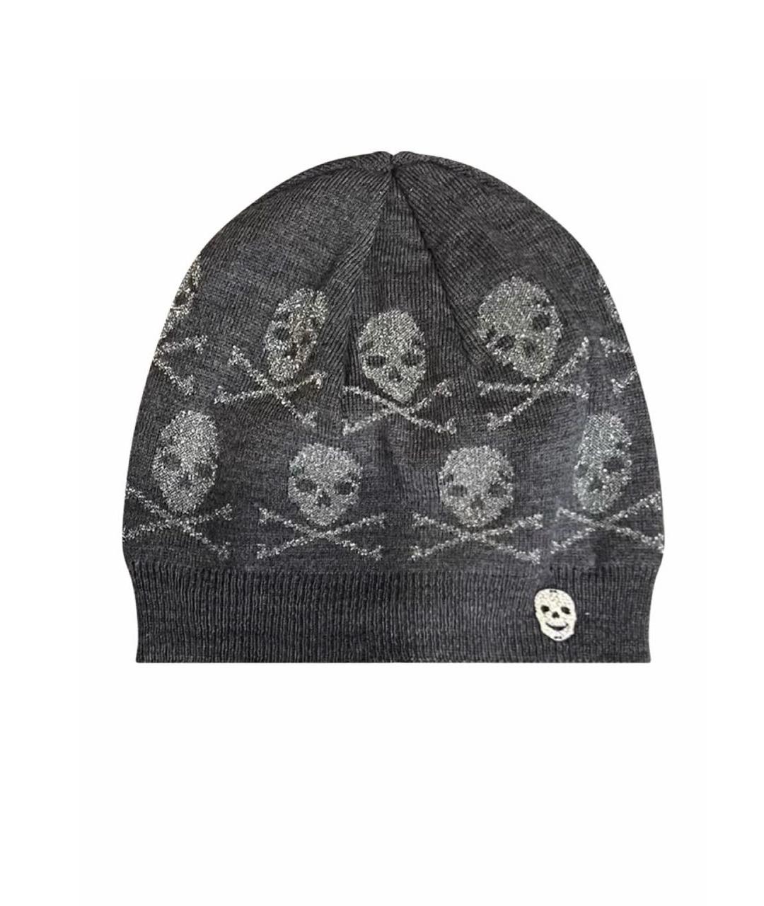 PHILIPP PLEIN Серая шерстяная шапка, фото 1