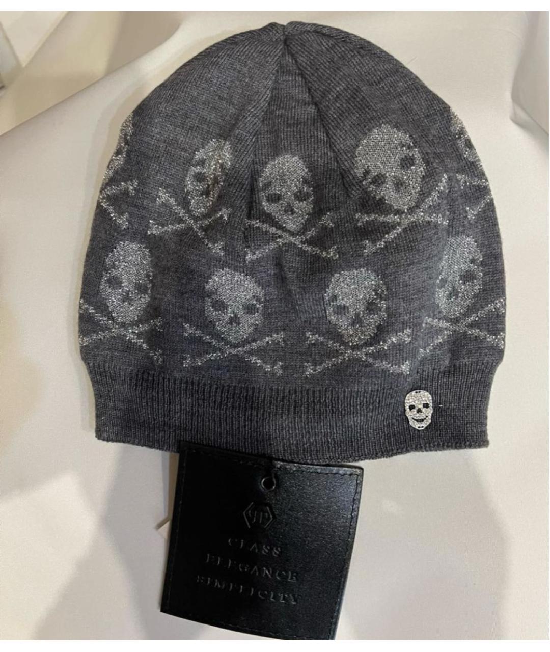 PHILIPP PLEIN Серая шерстяная шапка, фото 3