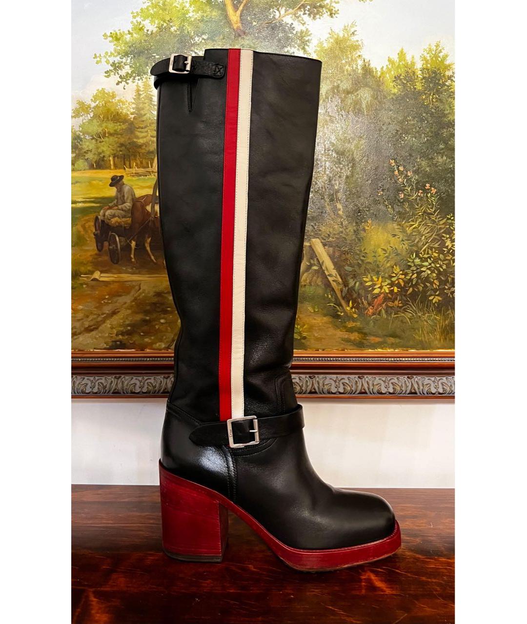 CHRISTIAN DIOR Черные кожаные сапоги, фото 9
