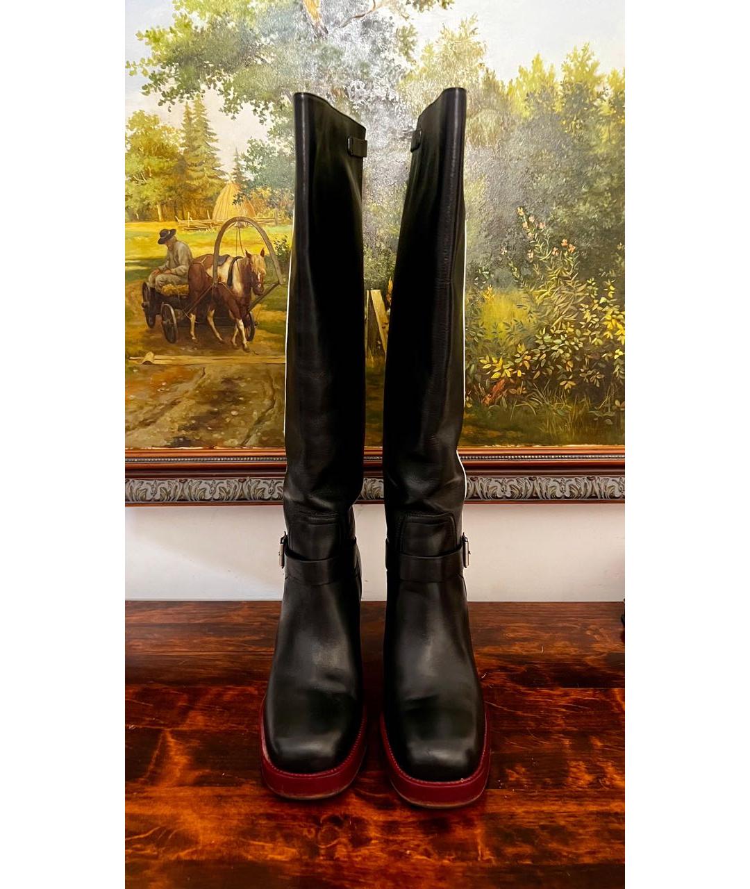 CHRISTIAN DIOR Черные кожаные сапоги, фото 2