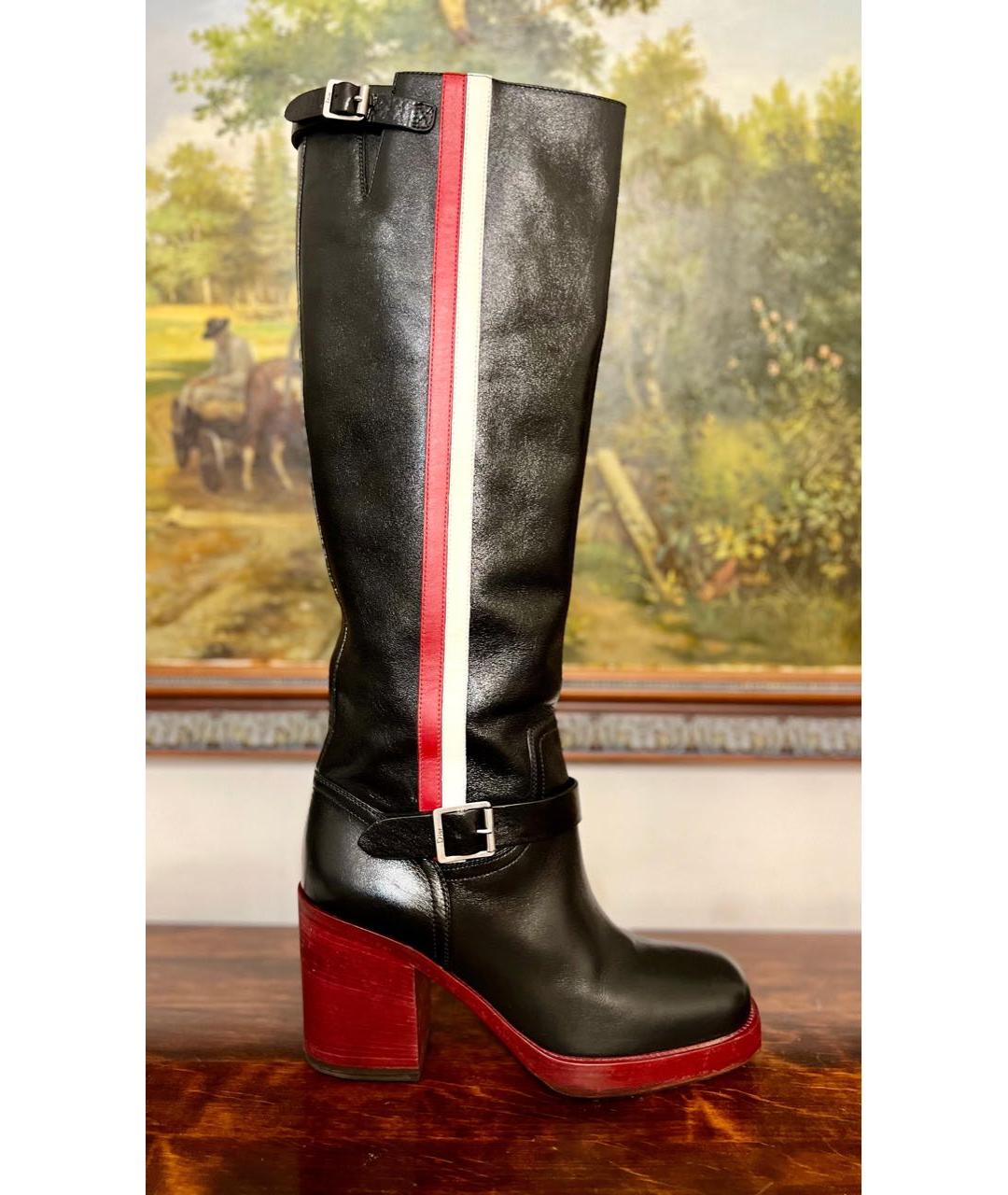 CHRISTIAN DIOR Черные кожаные сапоги, фото 7