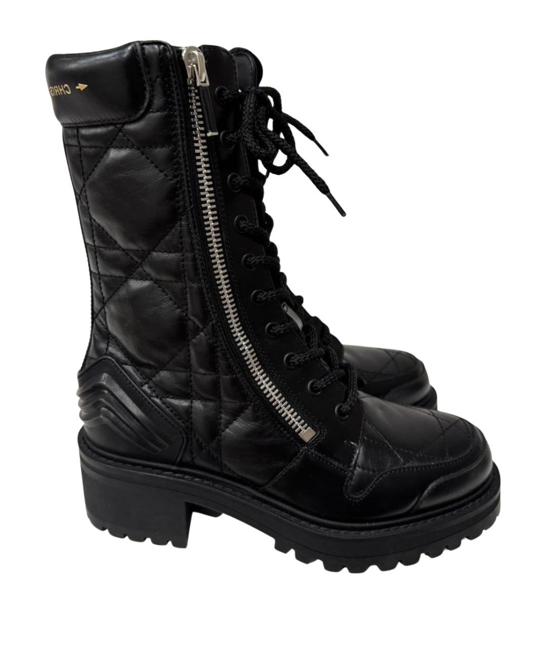 CHRISTIAN DIOR Черные кожаные ботинки, фото 1