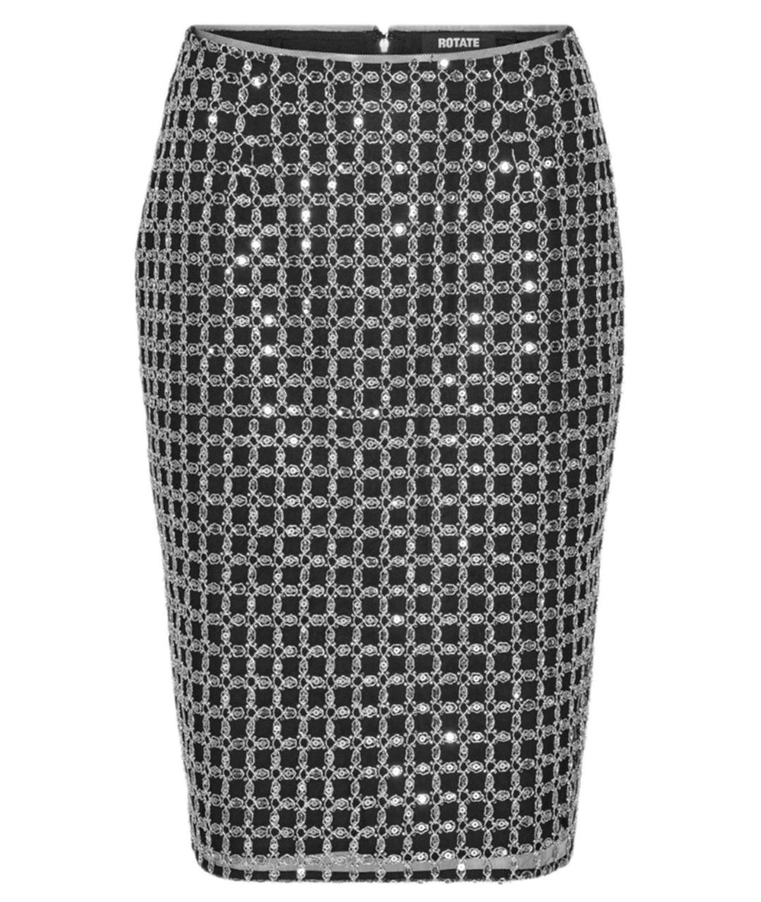 ROTATE Черная полиэстеровая юбка миди, фото 1