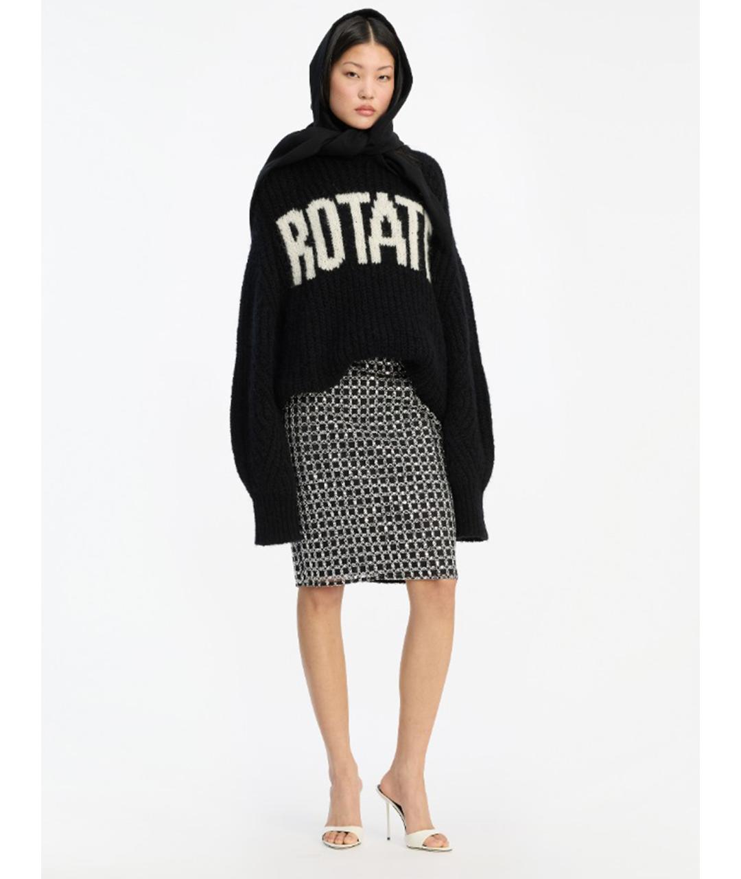 ROTATE Черная полиэстеровая юбка миди, фото 2