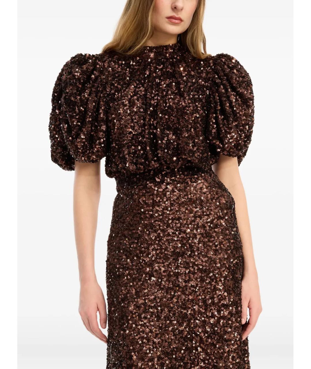 ROTATE Коричневое полиэстеровое вечернее платье, фото 4