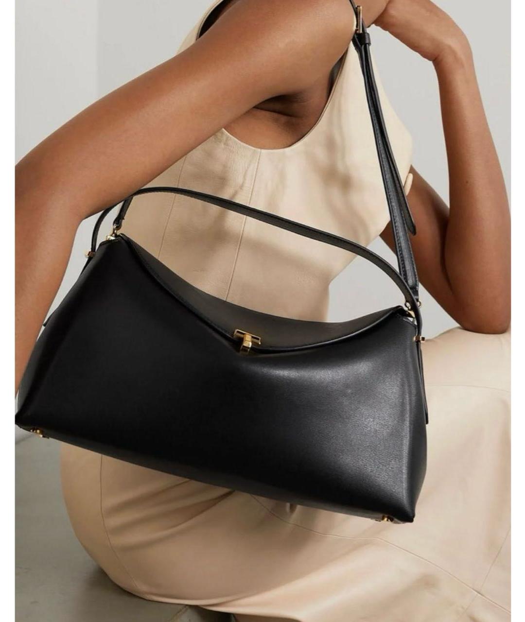 TOTEME Черная кожаная сумка с короткими ручками, фото 8