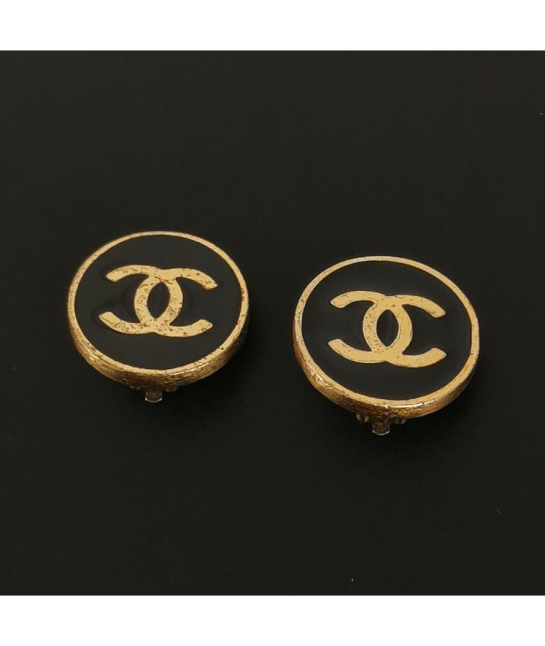 CHANEL Черные металлические клипсы, фото 5