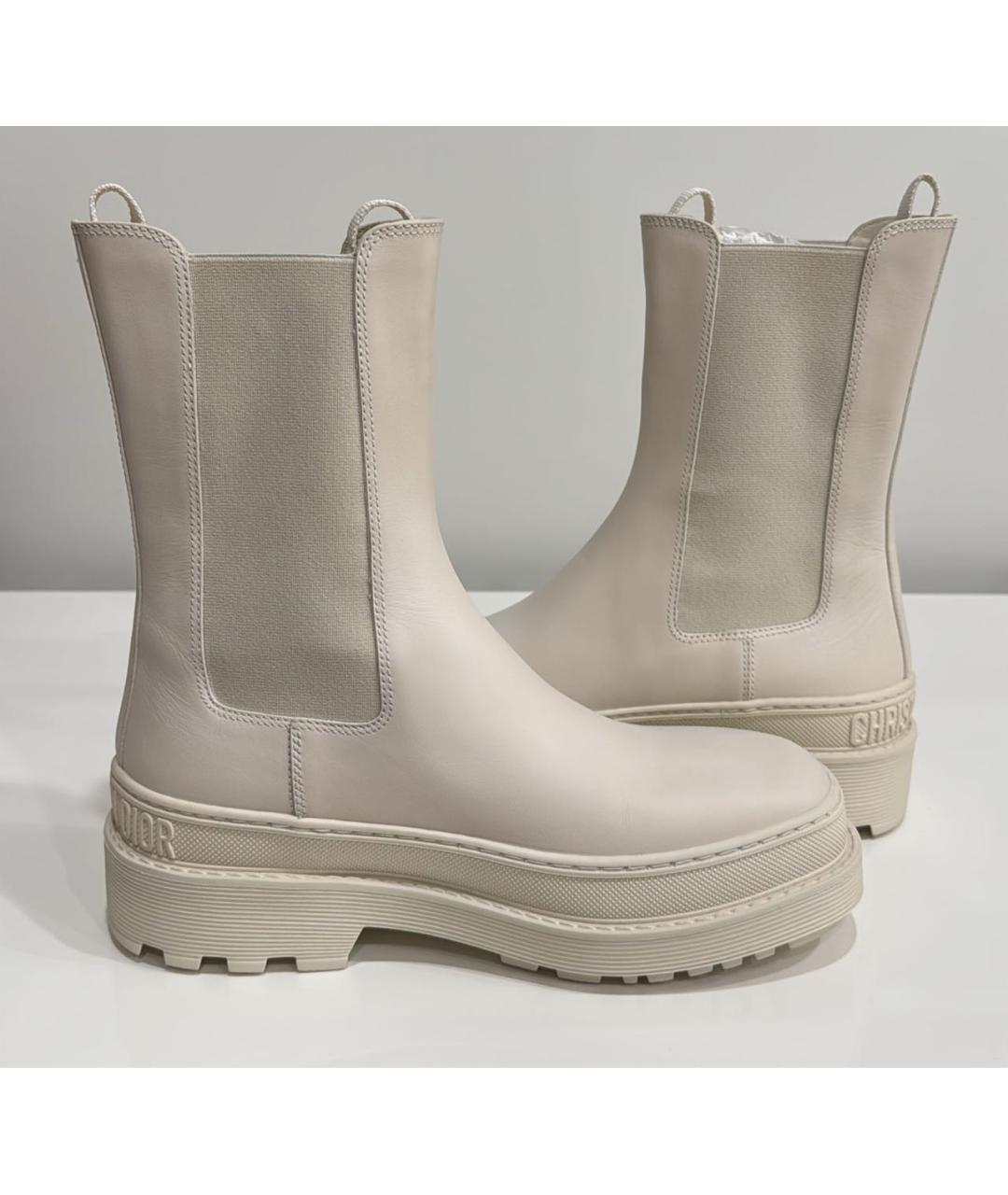 CHRISTIAN DIOR Белые кожаные ботинки, фото 4