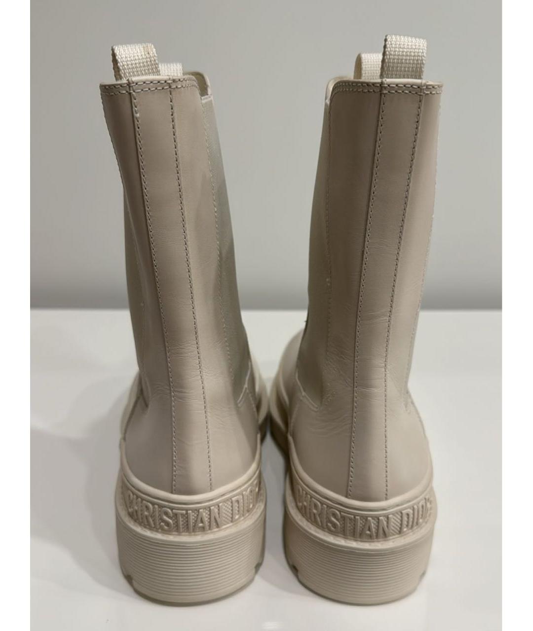 CHRISTIAN DIOR Белые кожаные ботинки, фото 3