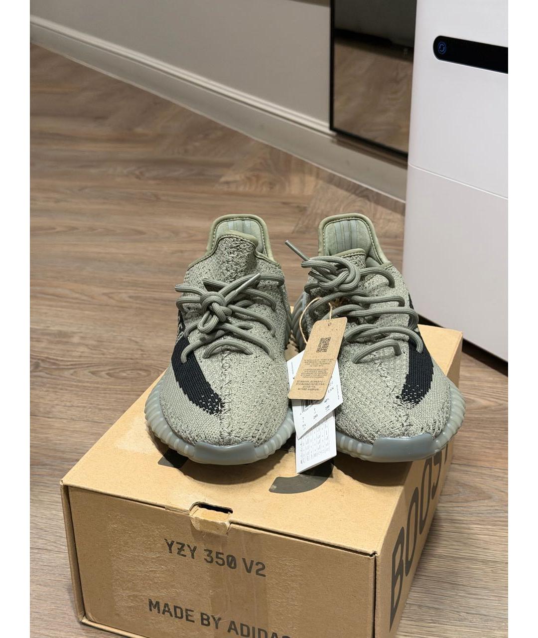 ADIDAS YEEZY Зеленые синтетические кроссовки, фото 2