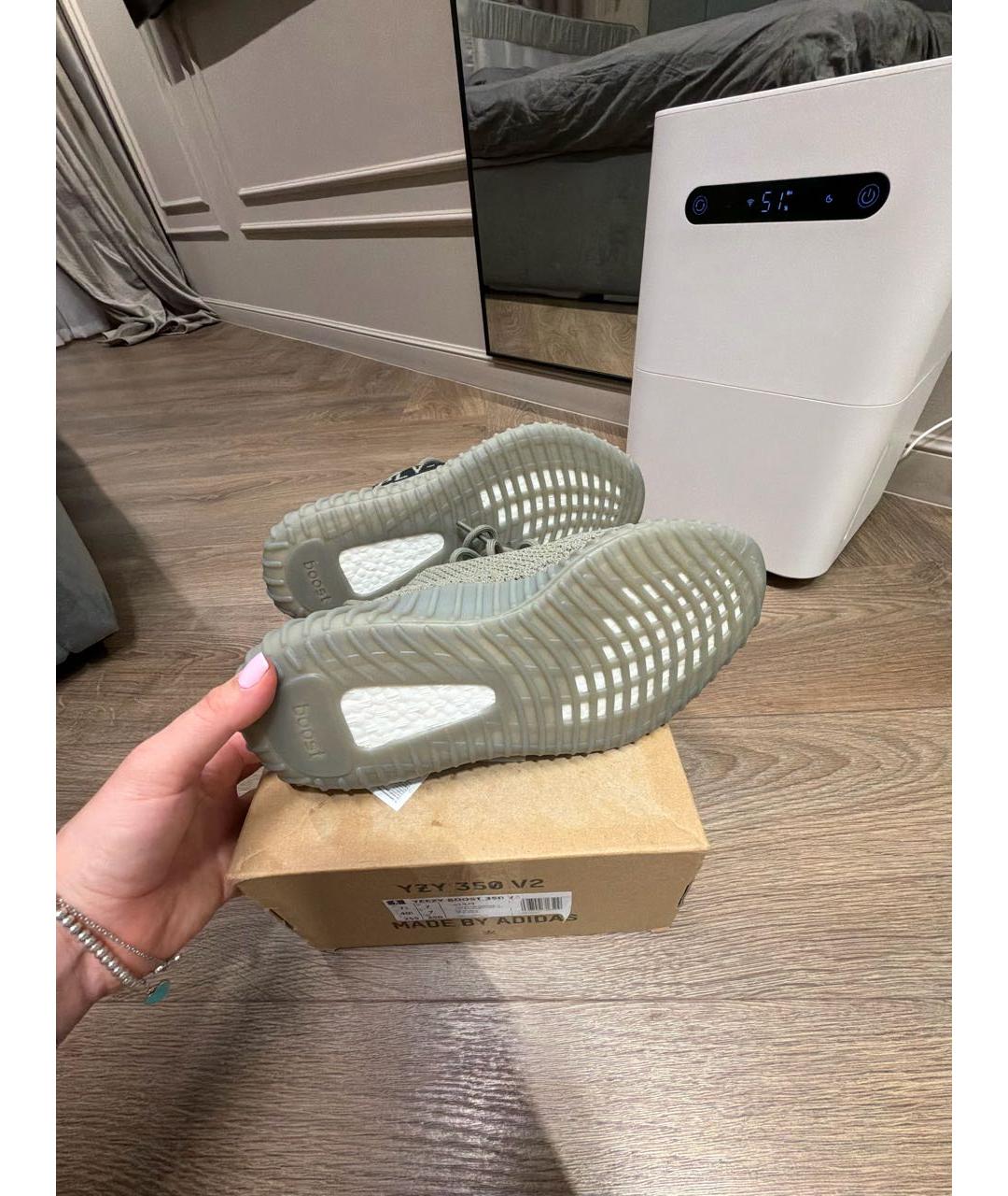 ADIDAS YEEZY Зеленые синтетические кроссовки, фото 6