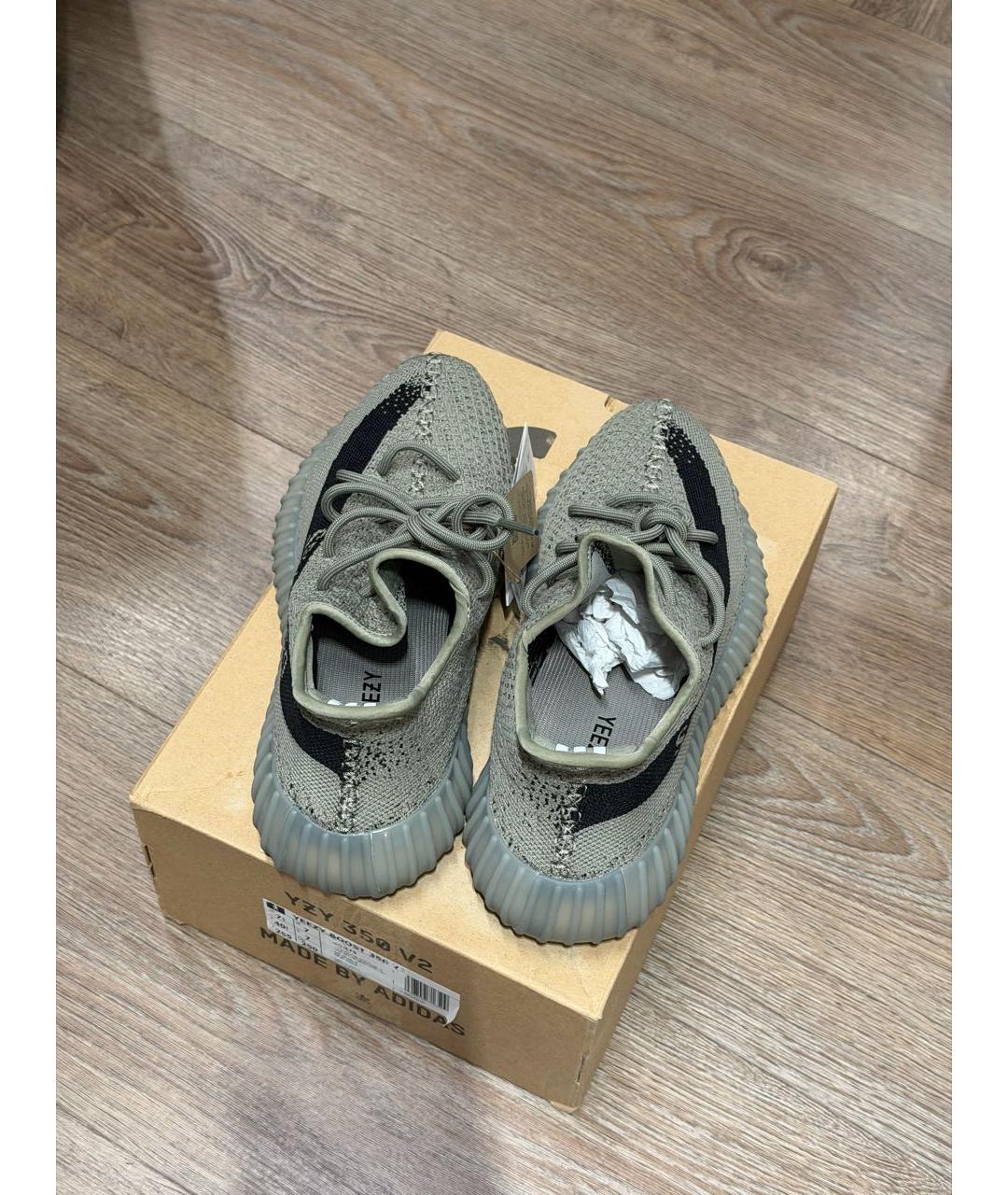 ADIDAS YEEZY Зеленые синтетические кроссовки, фото 3