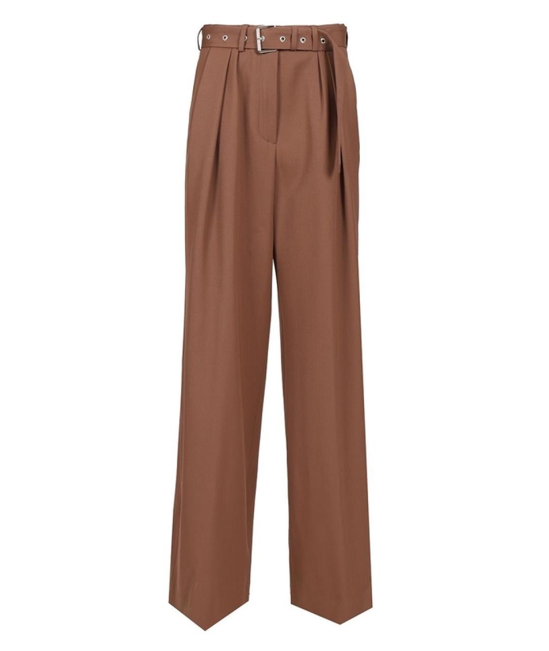 DRIES VAN NOTEN Коричневые шерстяные прямые брюки, фото 1