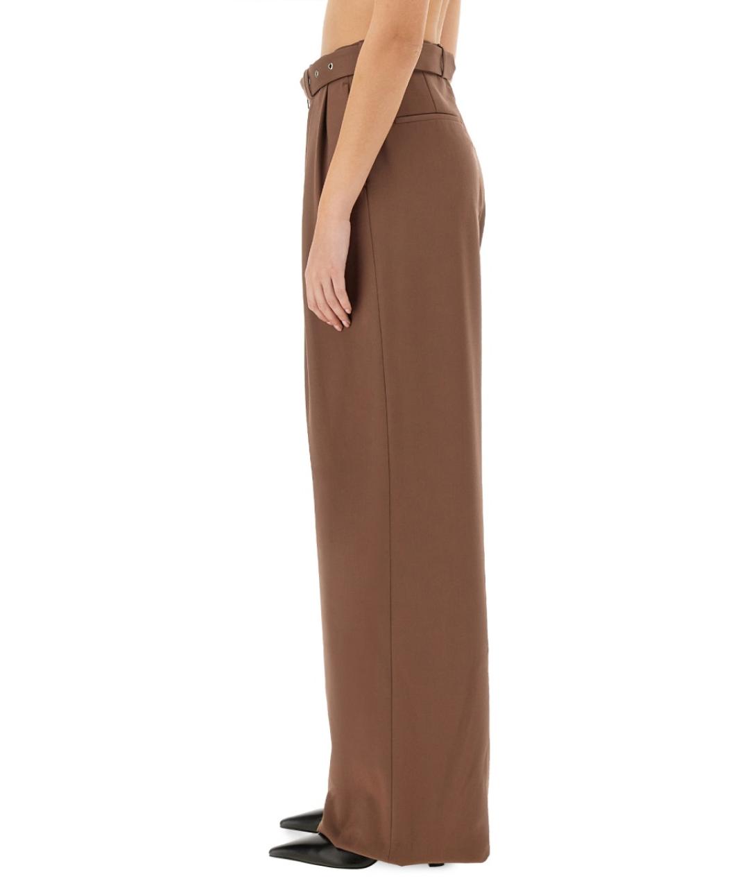 DRIES VAN NOTEN Коричневые шерстяные прямые брюки, фото 3