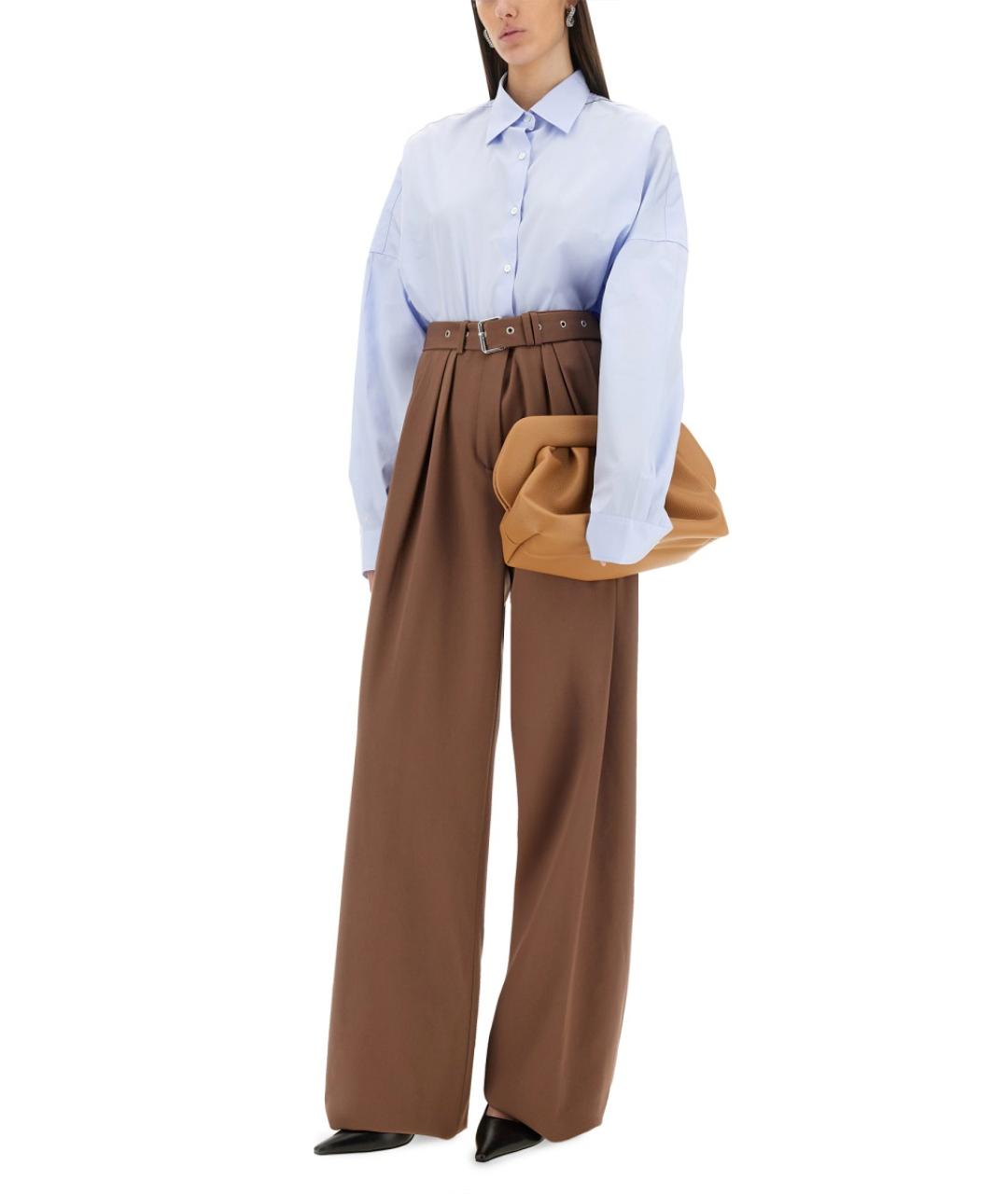 DRIES VAN NOTEN Коричневые шерстяные прямые брюки, фото 2