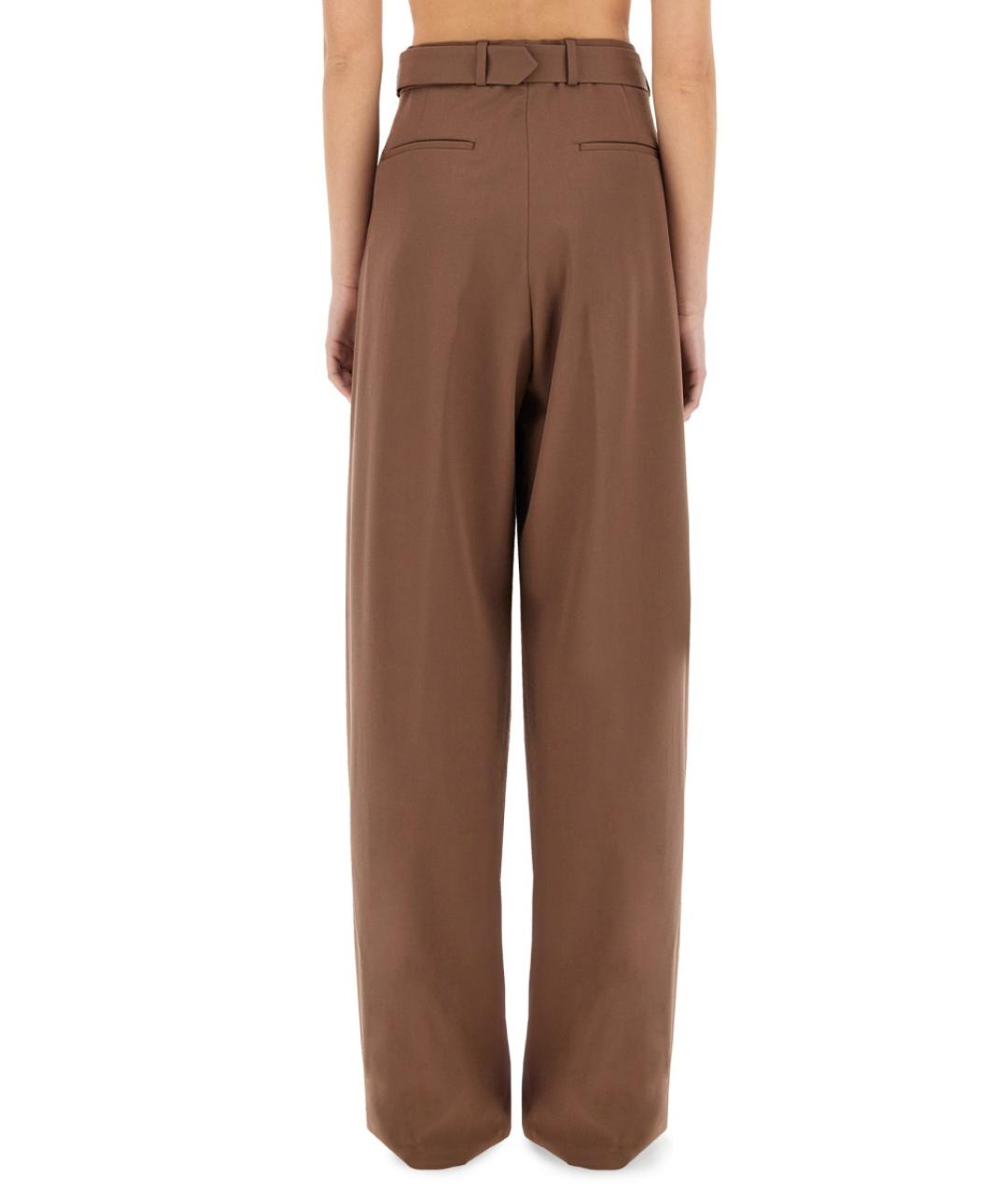 DRIES VAN NOTEN Коричневые шерстяные прямые брюки, фото 4