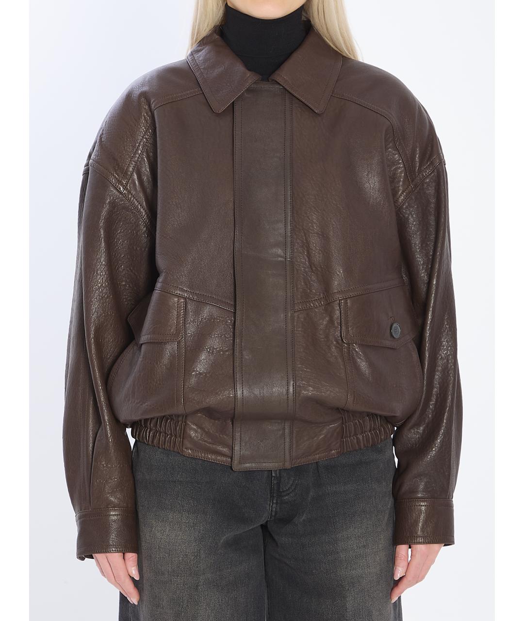 SAINT LAURENT Коричневая кожаная куртка, фото 2