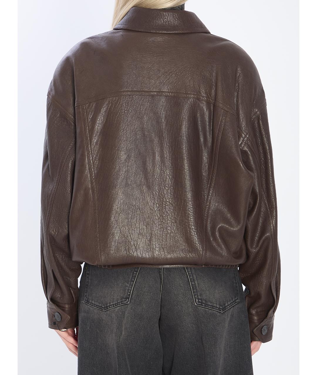 SAINT LAURENT Коричневая кожаная куртка, фото 5