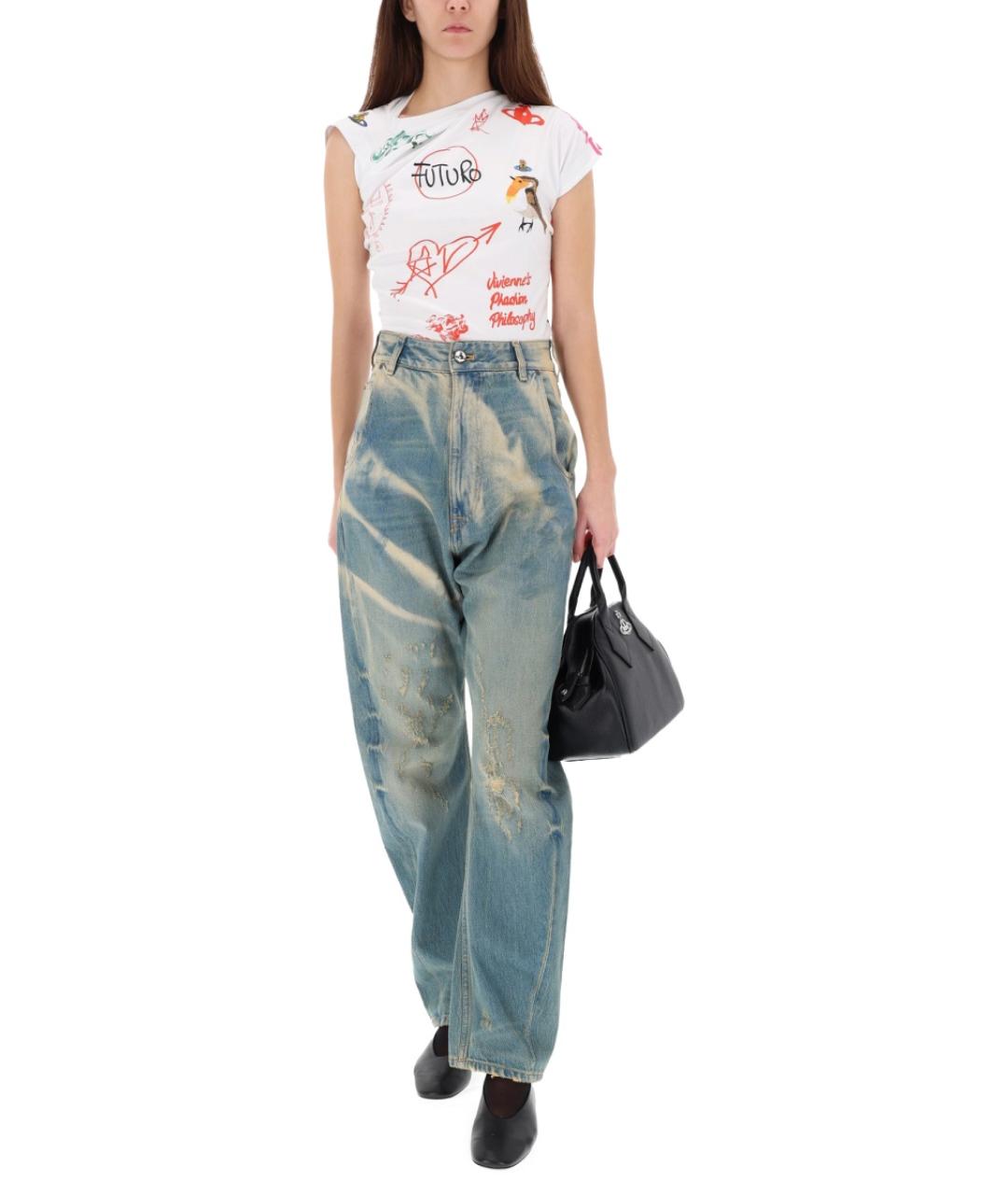 VIVIENNE WESTWOOD Голубые хлопковые прямые джинсы, фото 2